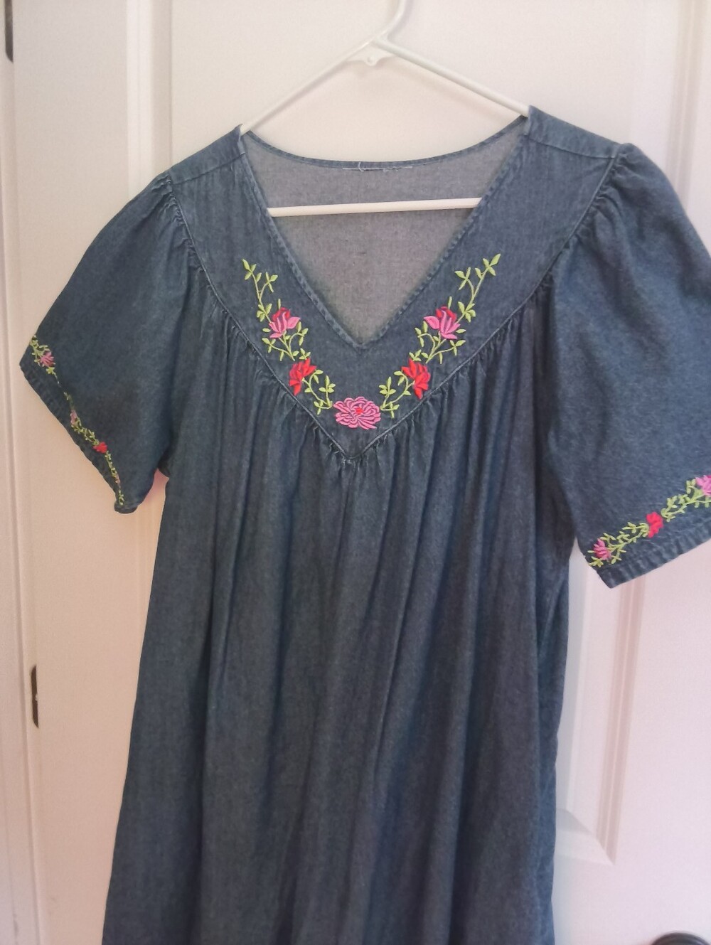 Vintage Boho Cottage Core Denim Dress